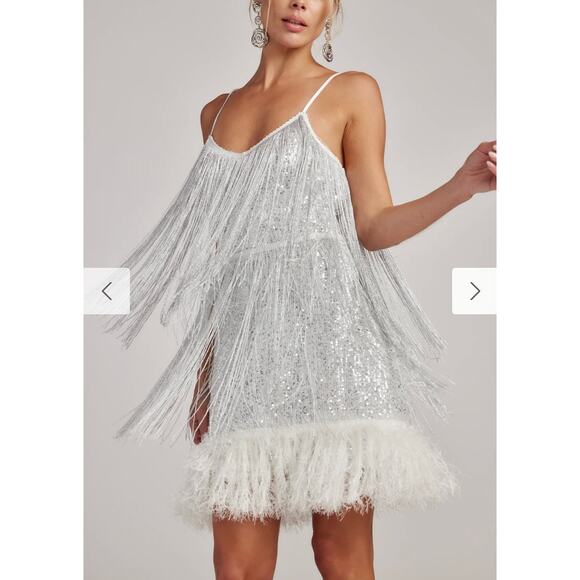 Disco Fever Silver Fringe Mini Dress - Picture 2 of 13